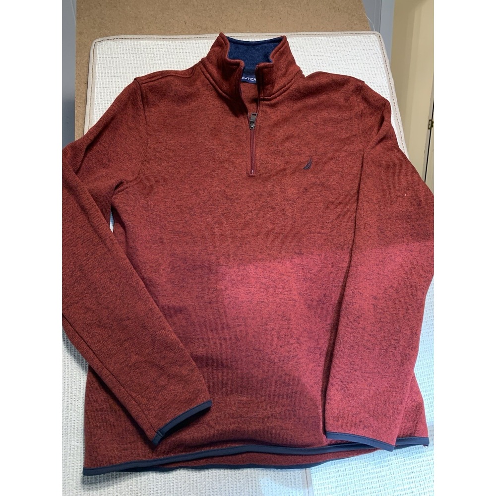 Nautica Mens  Quarter‎ Zip Sweatshirt Size L Fleece Feel To Lining  Long Sleeve